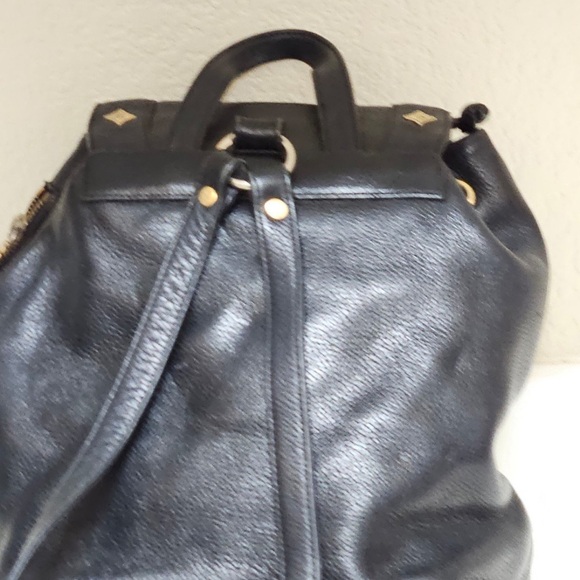 МСМ Backpack Black Leather With Charm Authentic - Picture 2 of 11
